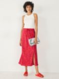 HUSH Jay Paisley Jersey Midi Skirt, Bright Pink