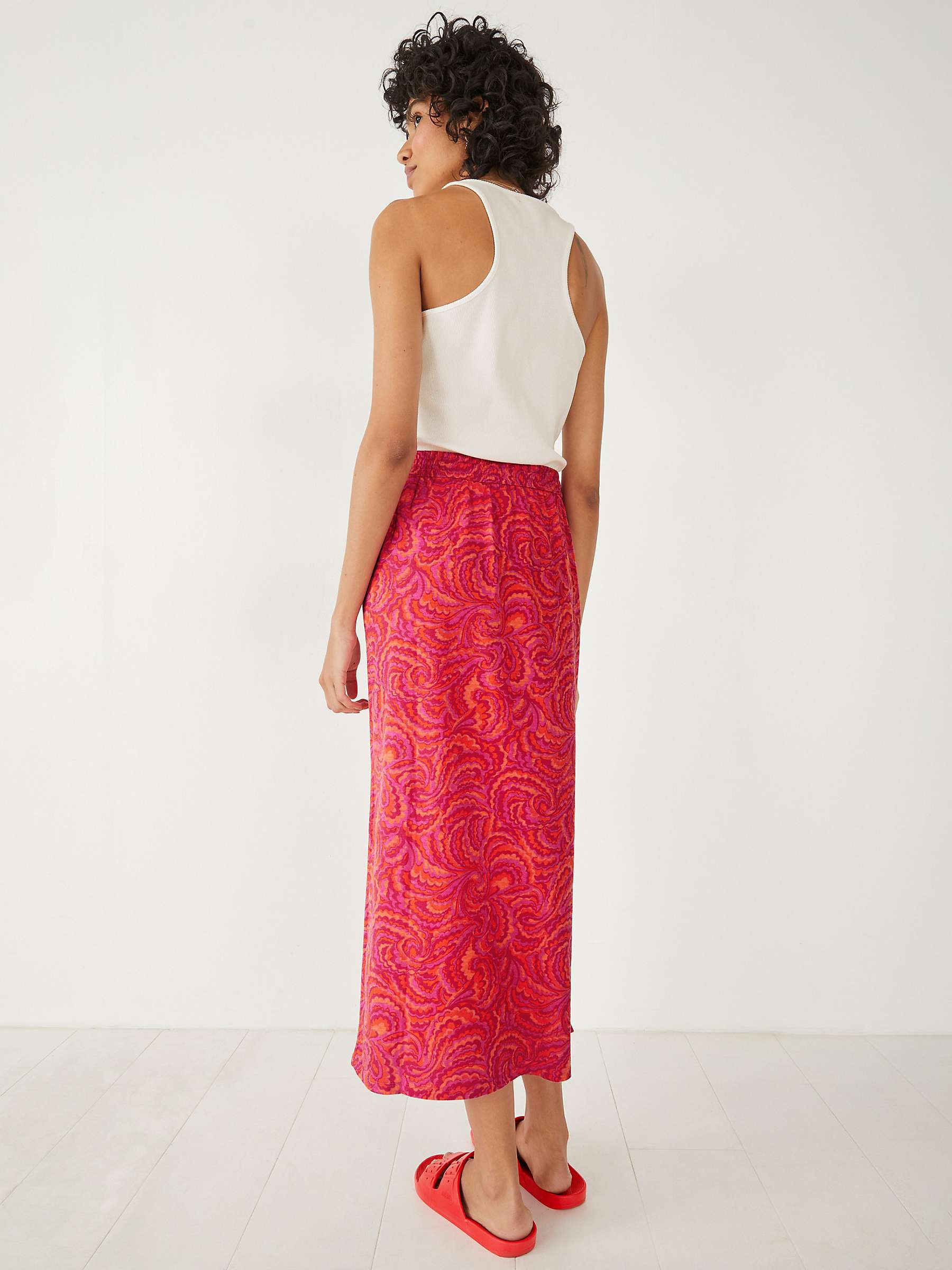 Buy HUSH Jay Paisley Jersey Midi Skirt, Bright Pink Online at johnlewis.com