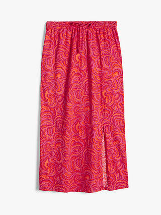 HUSH Jay Paisley Jersey Midi Skirt, Bright Pink