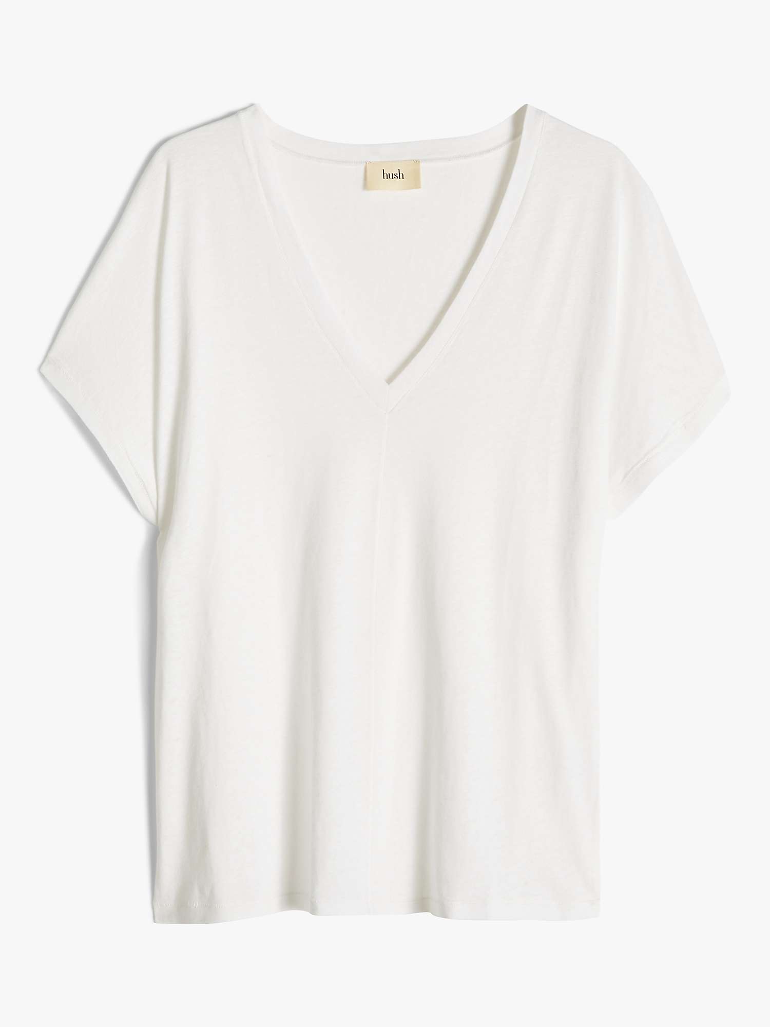Buy HUSH Danny Deep V-Neck Linen Blend T-Shirt Online at johnlewis.com