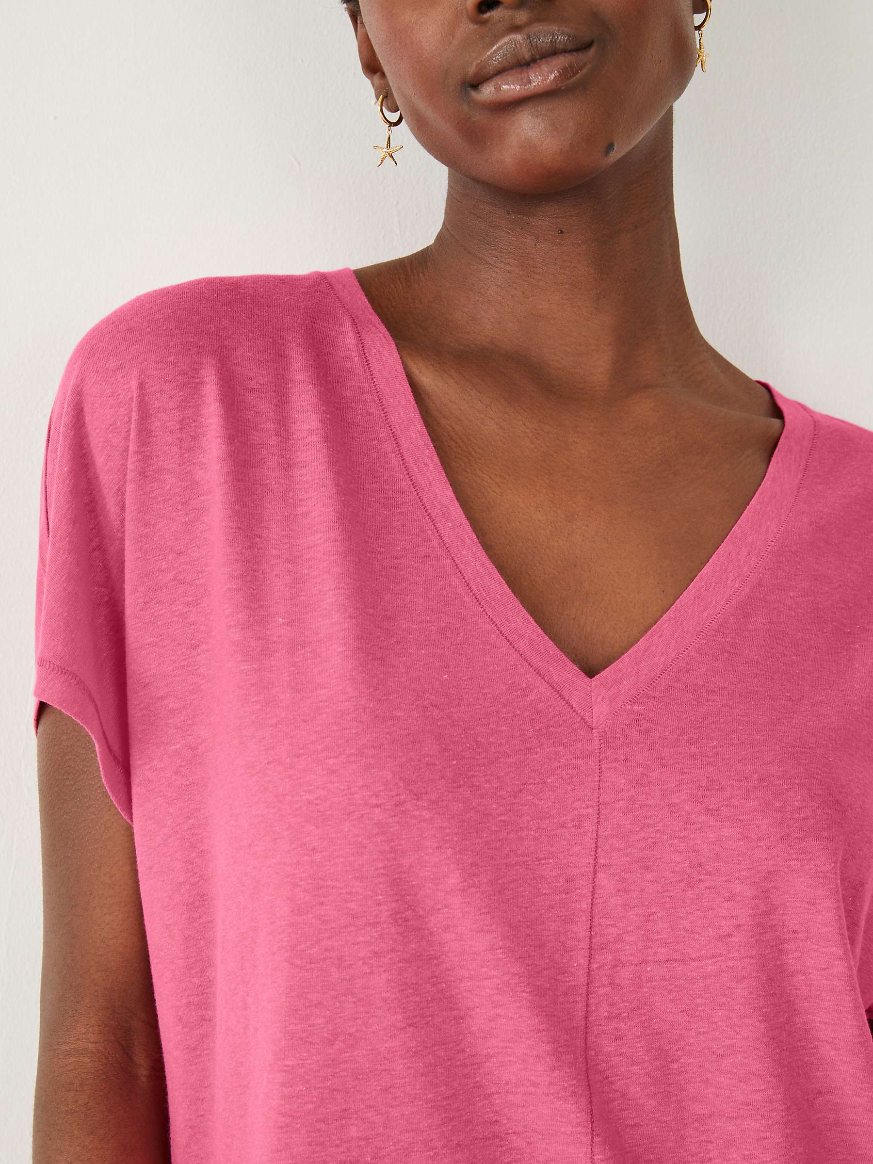 Buy HUSH Danny Deep V-Neck Linen Blend T-Shirt Online at johnlewis.com