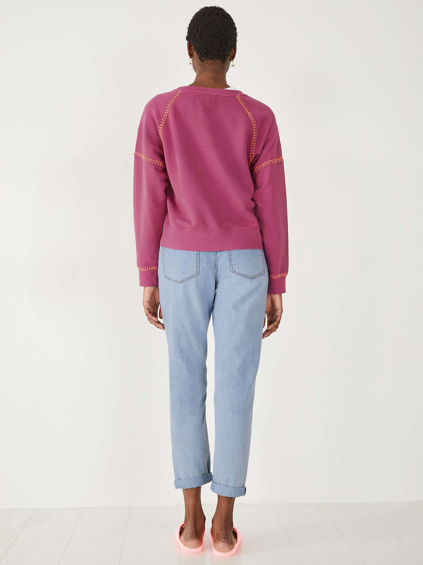 Buy HUSH Contrast Stitch Sweatshirt, Fuchsia Pink Online at johnlewis.com