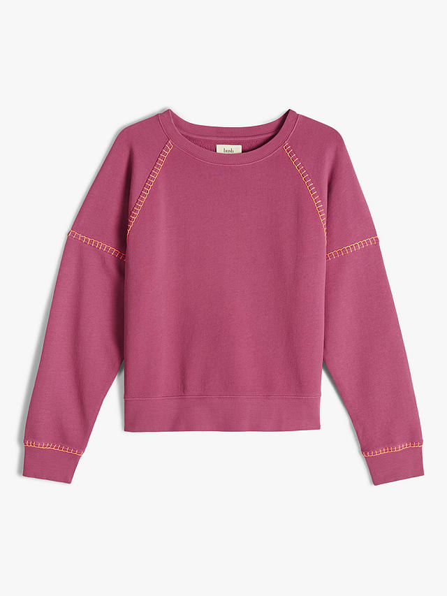 HUSH Contrast Stitch Sweatshirt, Fuchsia Pink