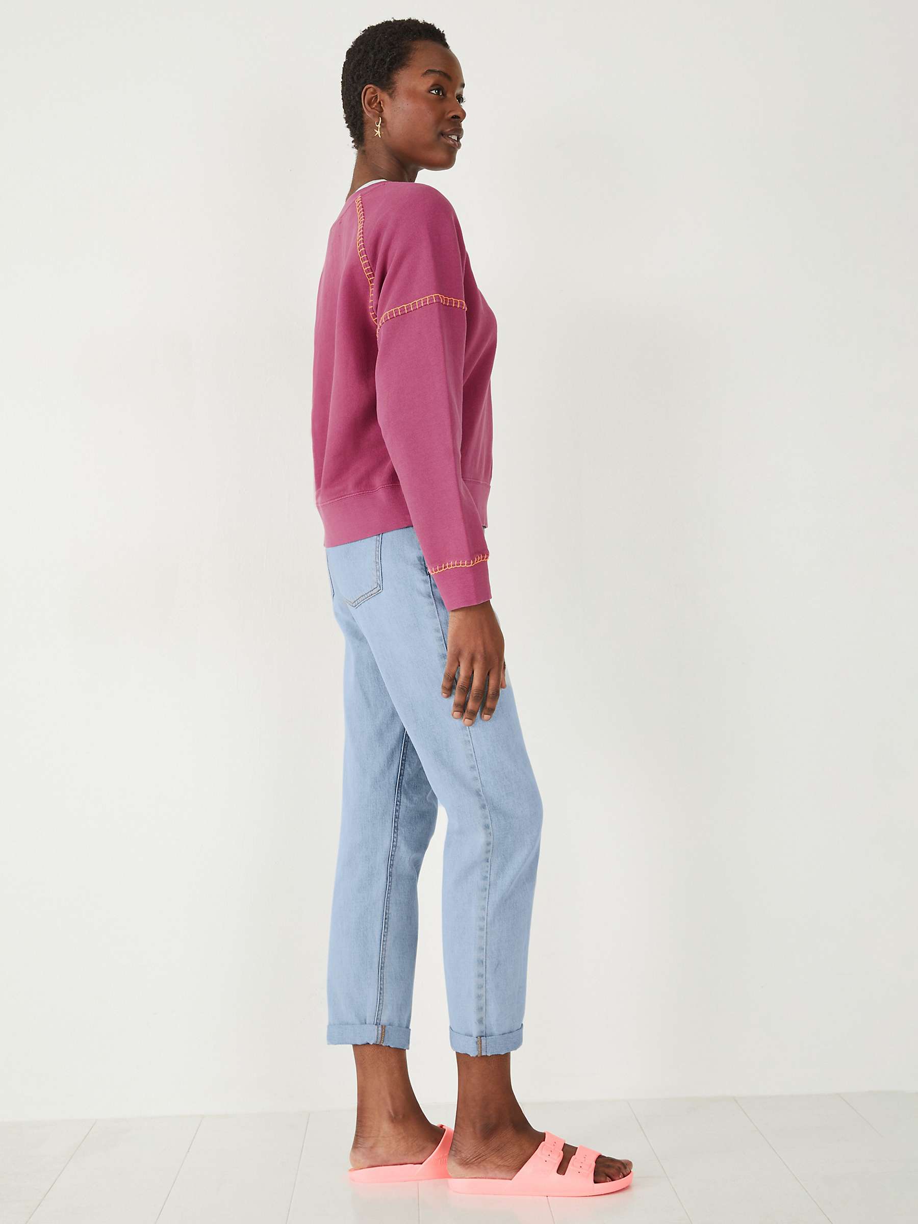 Buy HUSH Contrast Stitch Sweatshirt, Fuchsia Pink Online at johnlewis.com