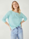 HUSH Roux Linen Blend Knitted Top, Sky Blue