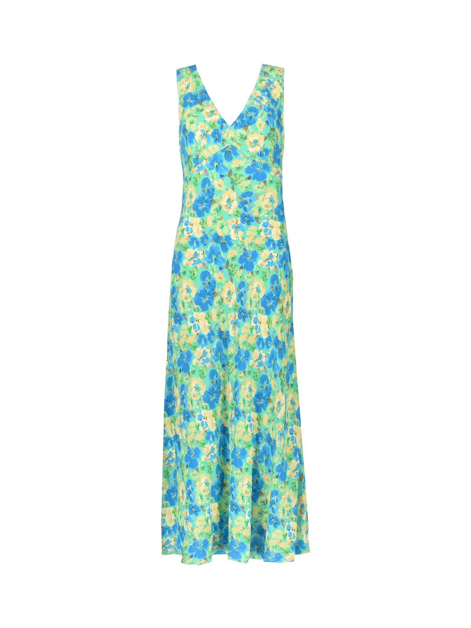 Buy Ro&Zo Floral Bias Midi Dress, Blue/Multi Online at johnlewis.com