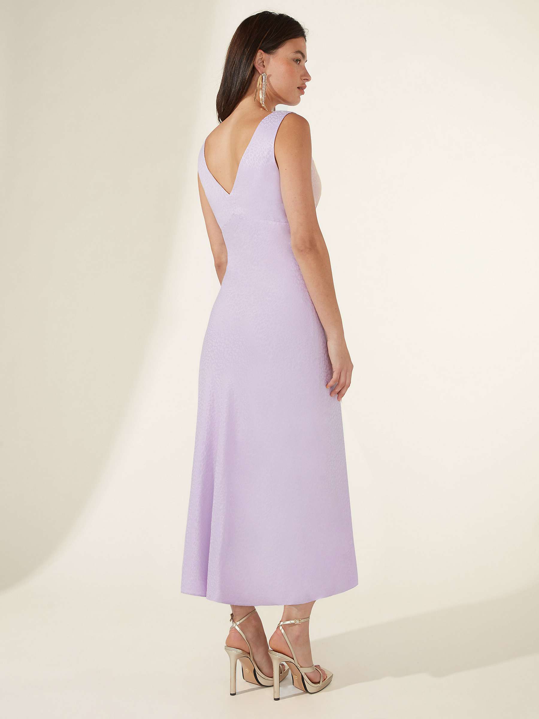Buy Ro&Zo Jacquard V Neck Bias Cut Midi Dress, Lilac Online at johnlewis.com