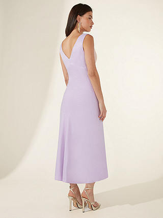 Ro&Zo Jacquard V Neck Bias Cut Midi Dress, Lilac