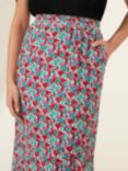Ro&Zo Ditsy Print Shirred Waist Midi Skirt, Pink/Multi