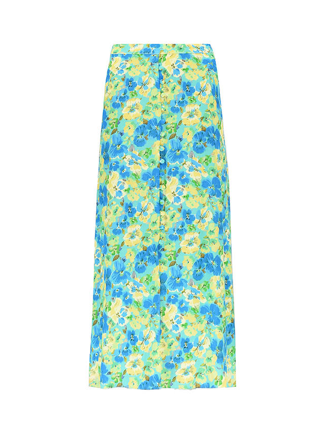 Ro&Zo Floral Print Button Skirt, Blue