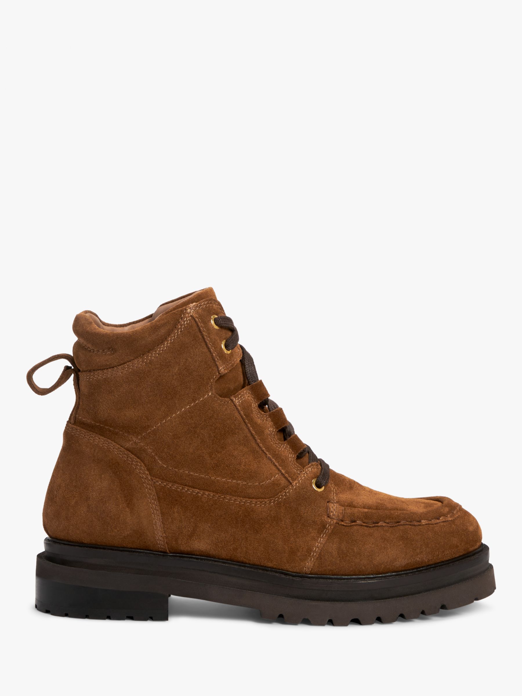 AND/OR Paramounte Suede Lace Up Biker Boots, Tan at John Lewis & Partners