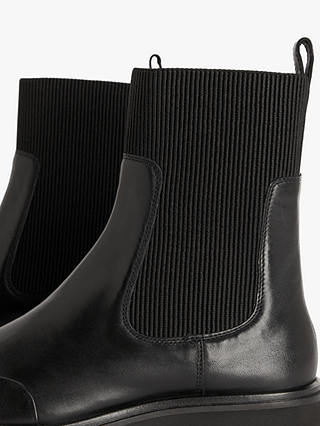 John Lewis ANYDAY Purcie Leather Soft Elastic Chelsea Boots, Black