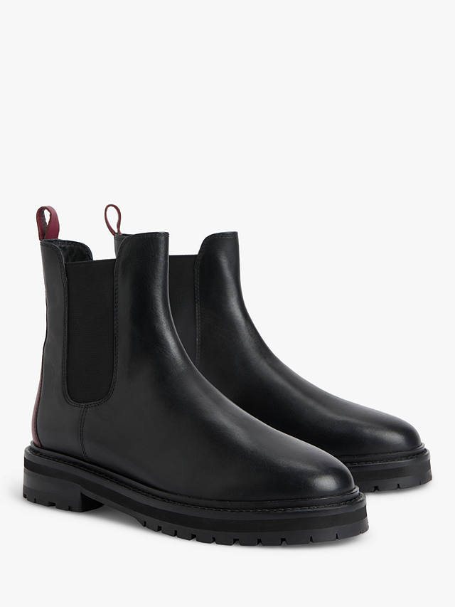 John Lewis Peppermint Leather Cleated Chelsea Boots, Black at John ...