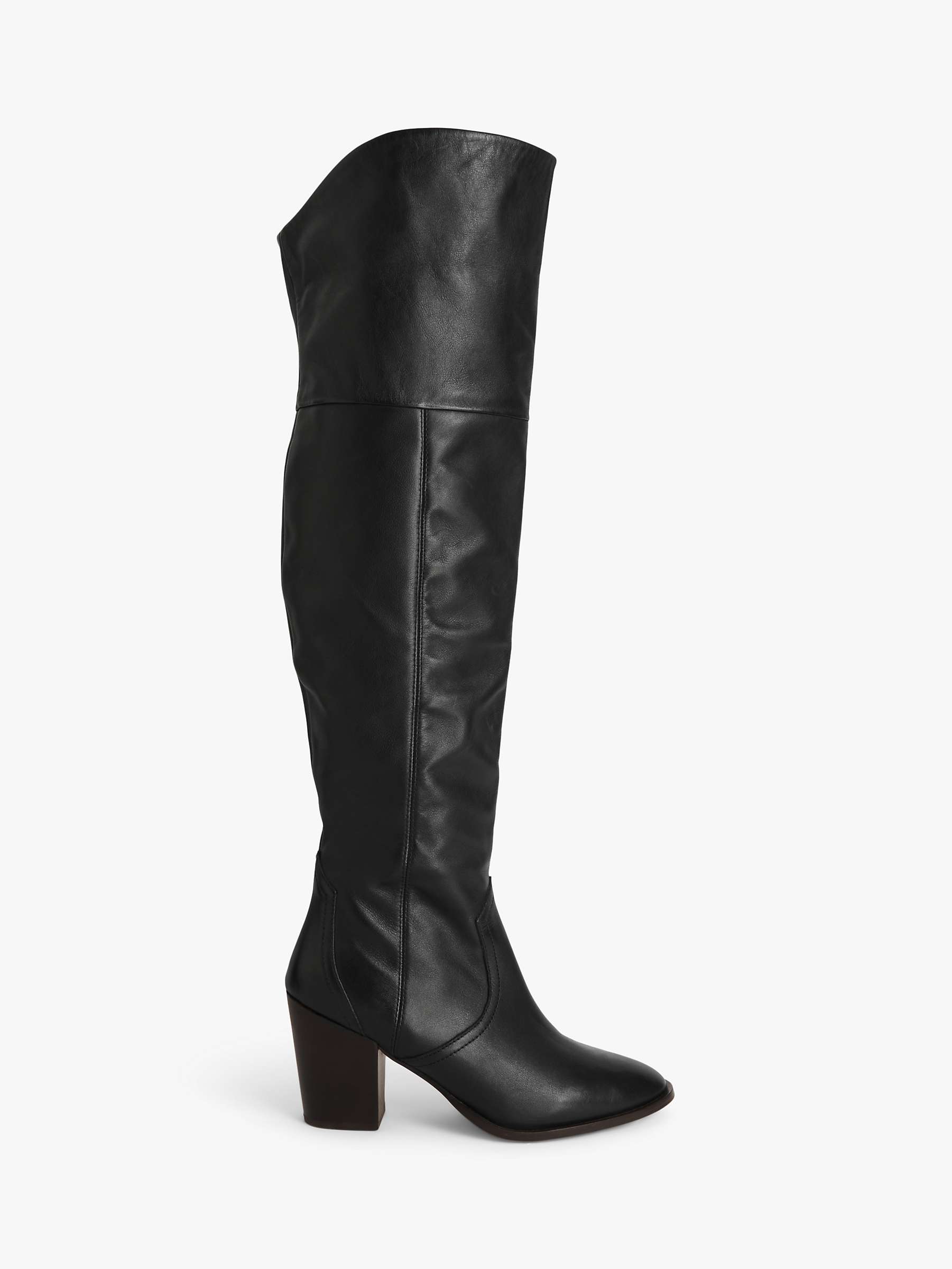 AND/OR Shilouh Leather Heeled Over The Knee Western Boots, Black at ...