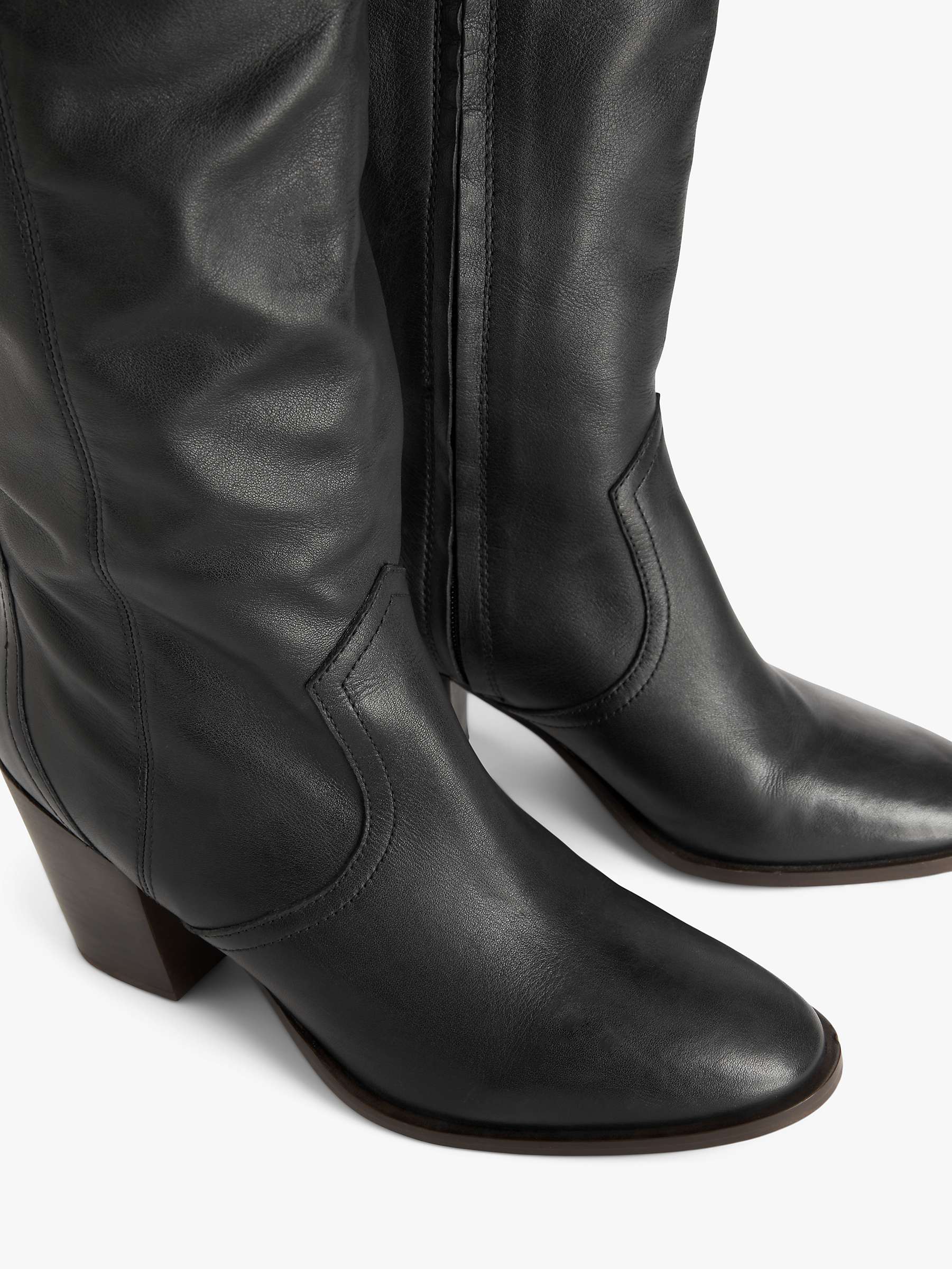 AND/OR Shilouh Leather Heeled Over The Knee Western Boots, Black at ...