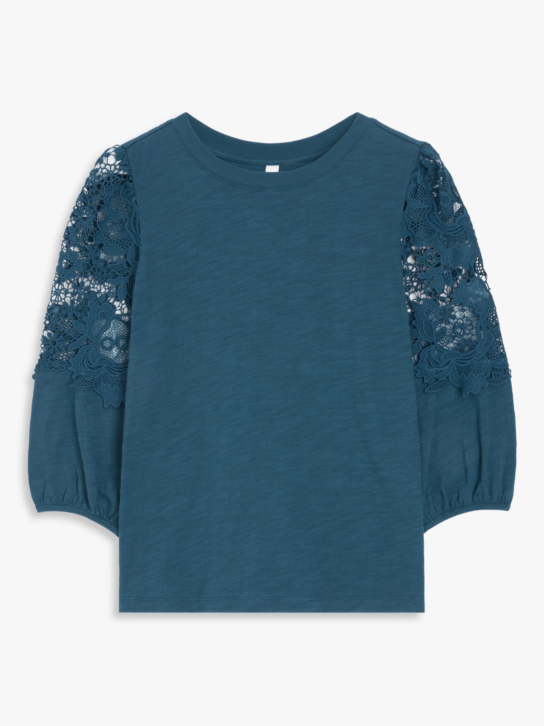 AND/OR Letty Lace Sleeve Top, Teal, 6