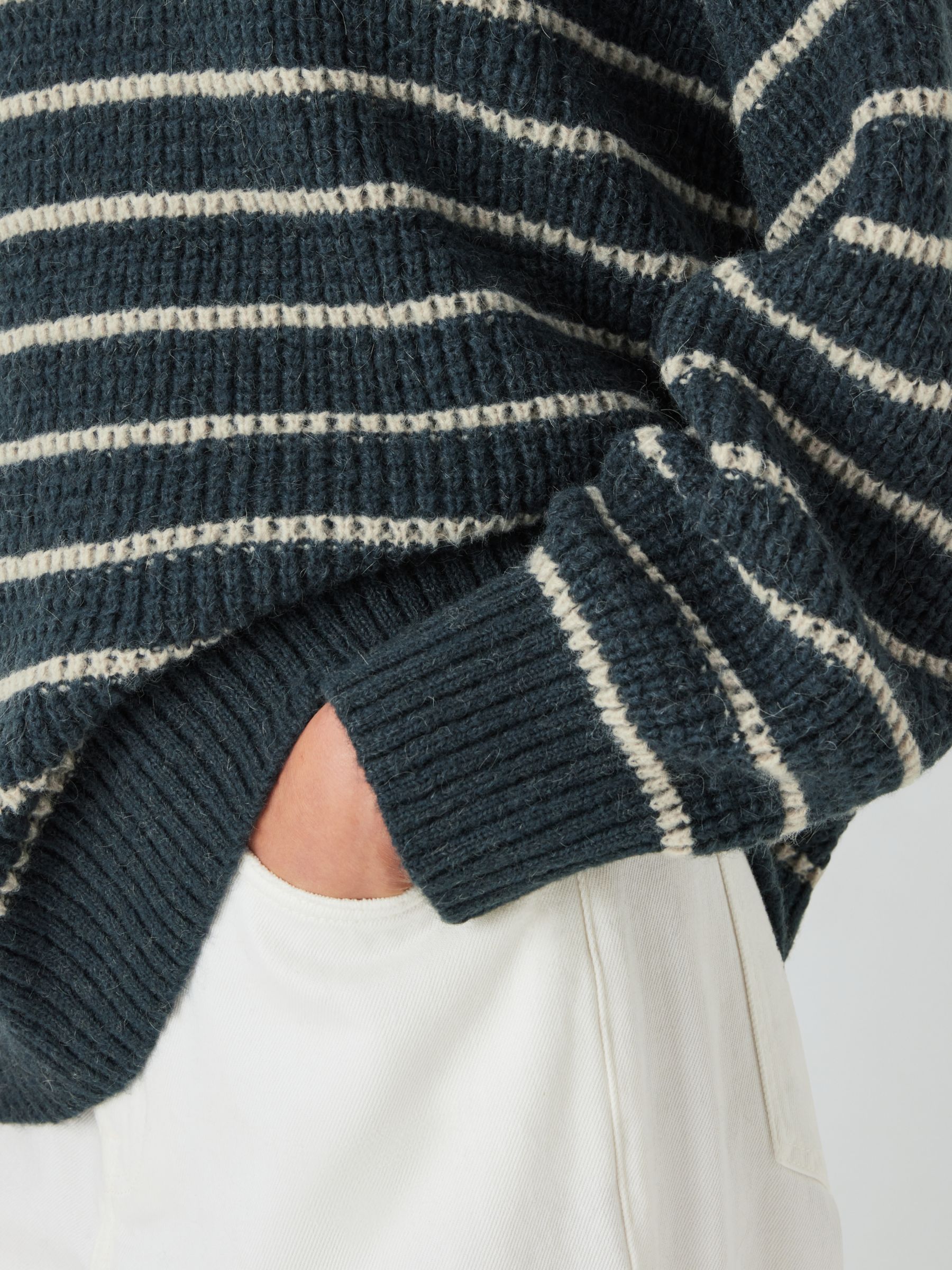 AND/OR Iris Oversized Stripe Jumper, Navy at John Lewis & Partners