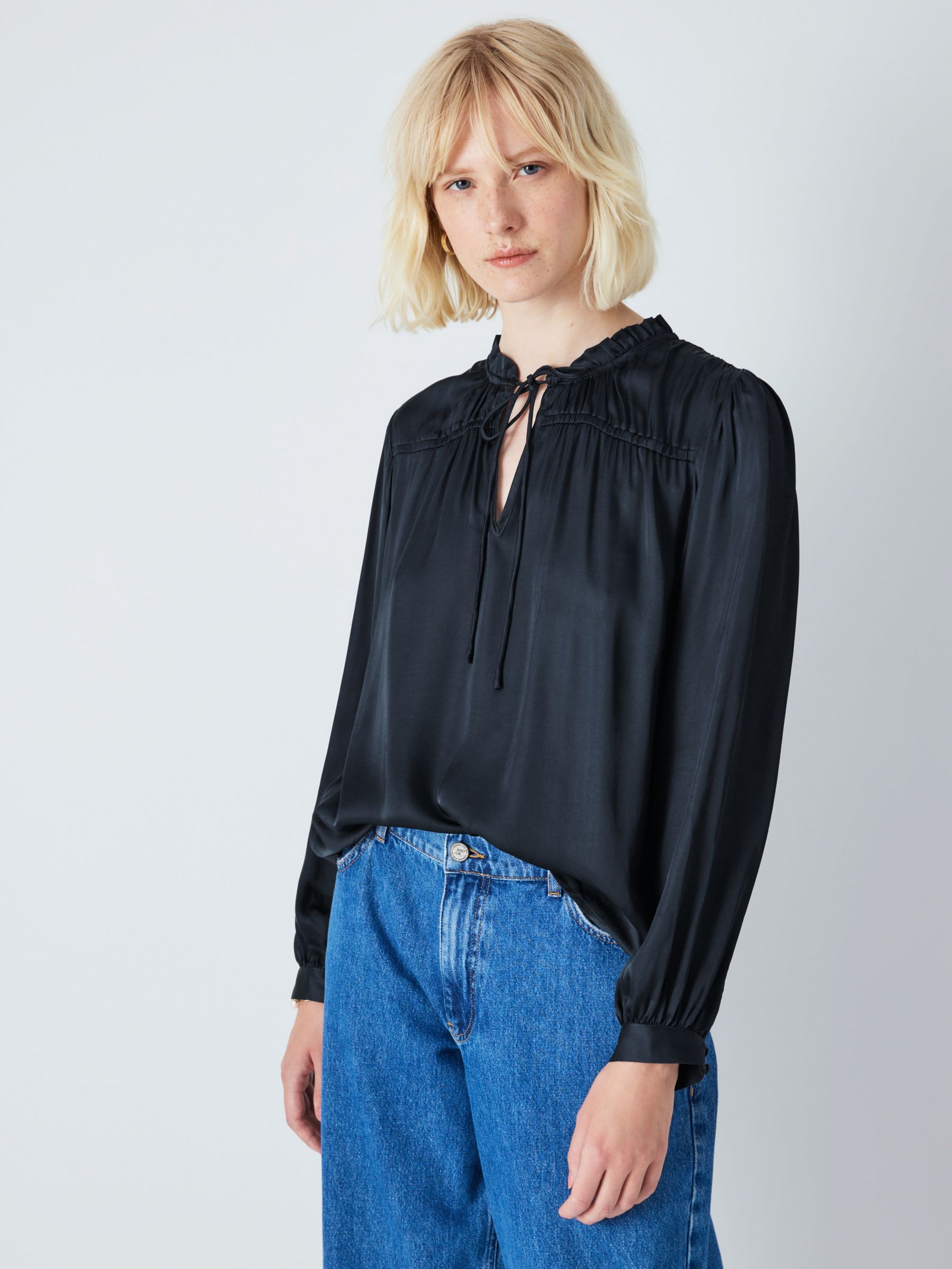 AND/OR Kylie Plain Satin Blouse, Blueberry, 6