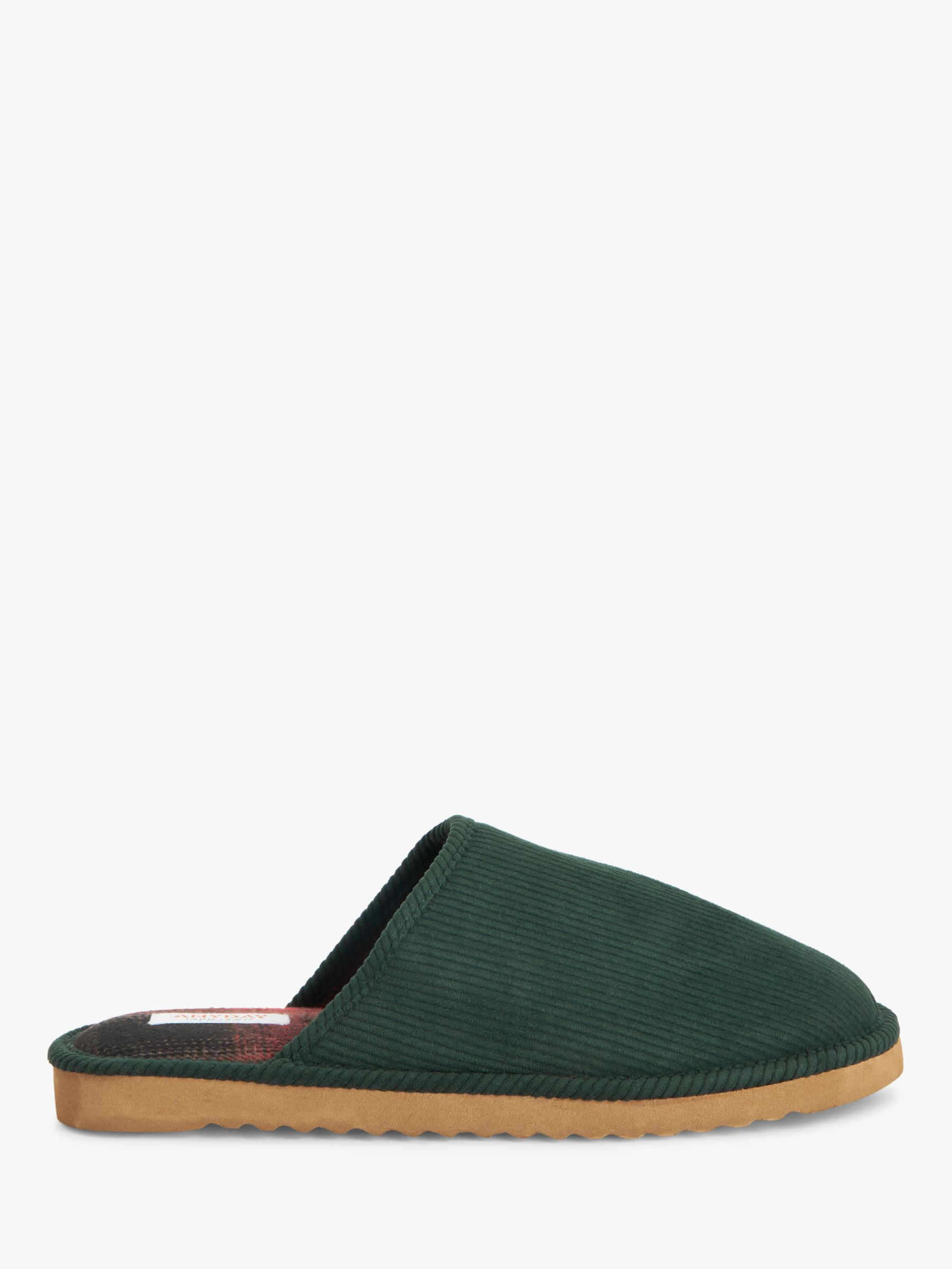 John Lewis ANYDAY Cord Wedge Mule Slippers, Green at John Lewis & Partners