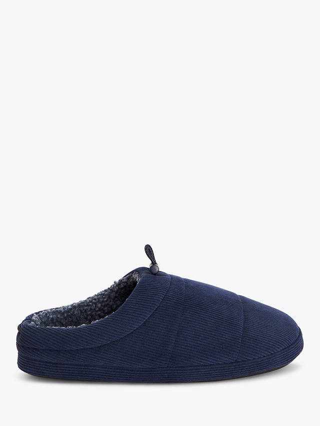 John Lewis ANYDAY Cord Mule Slippers, Navy at John Lewis & Partners