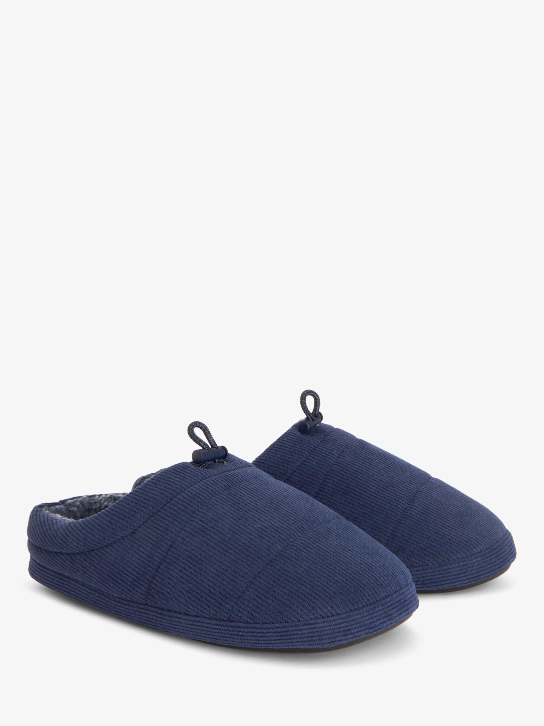 John Lewis ANYDAY Cord Mule Slippers, Navy at John Lewis & Partners