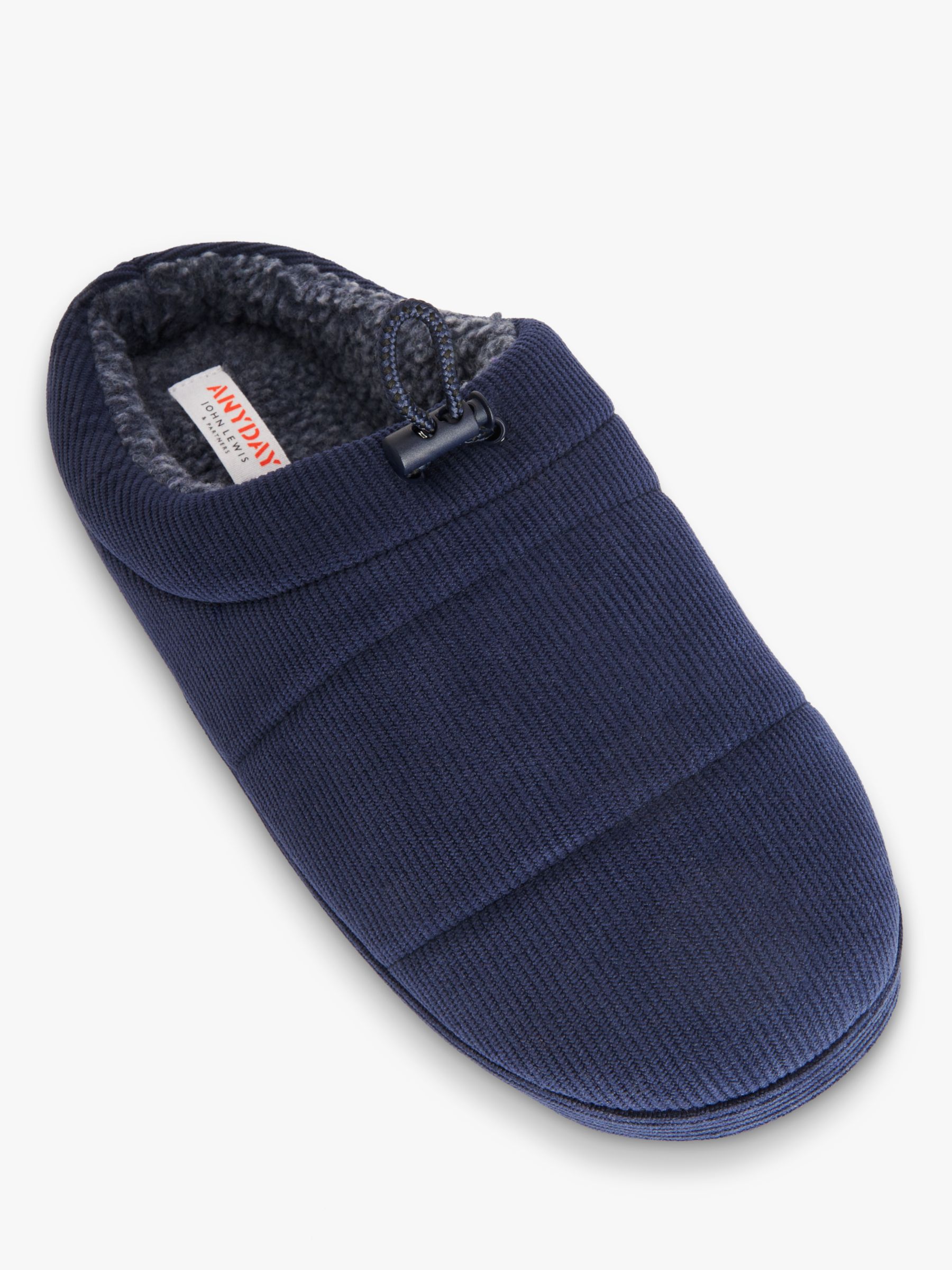 John Lewis ANYDAY Cord Mule Slippers, Navy, M