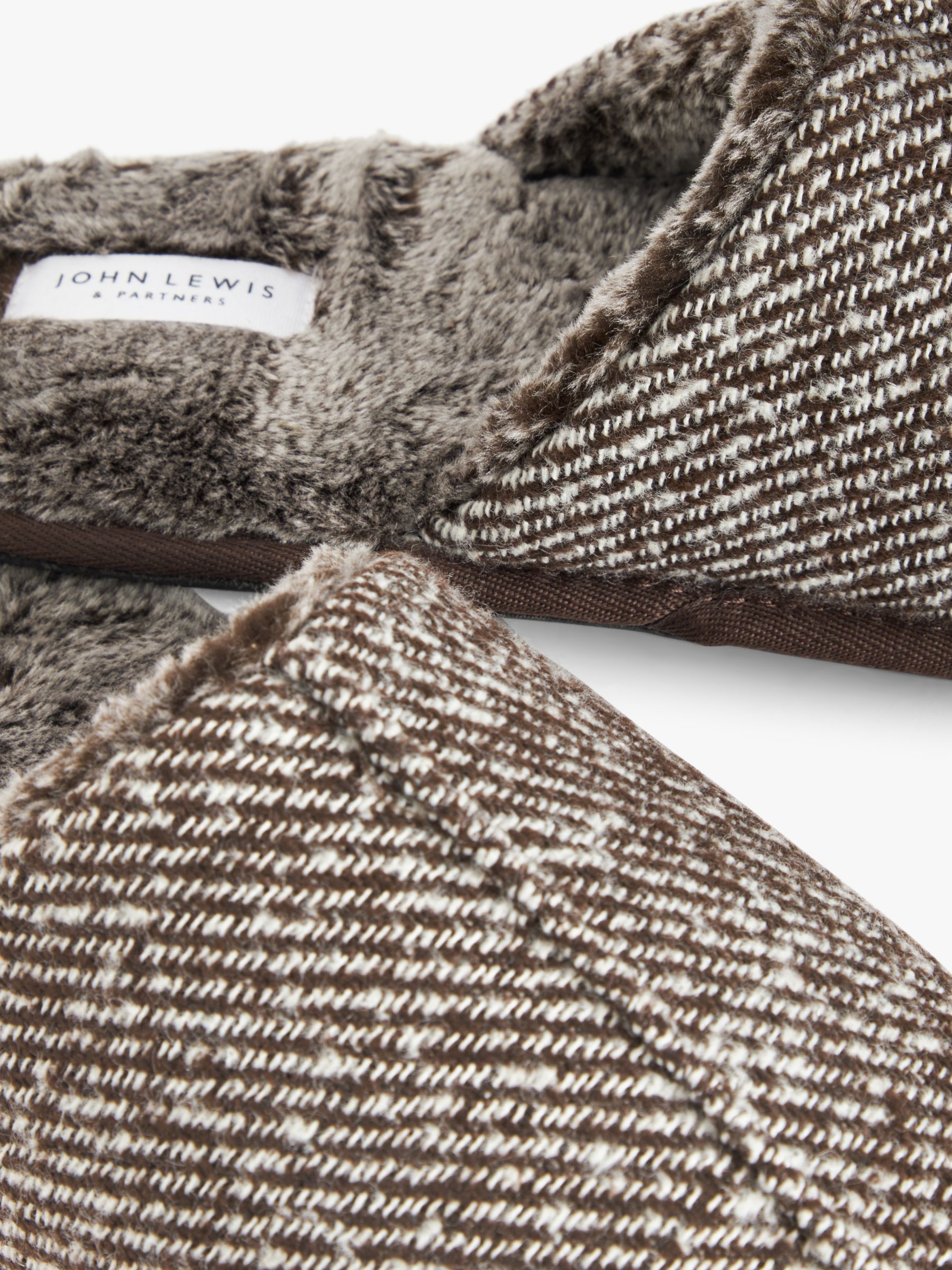 Buy John Lewis Faux Fur Striped Mule Slippers, Mid Grey Online at johnlewis.com
