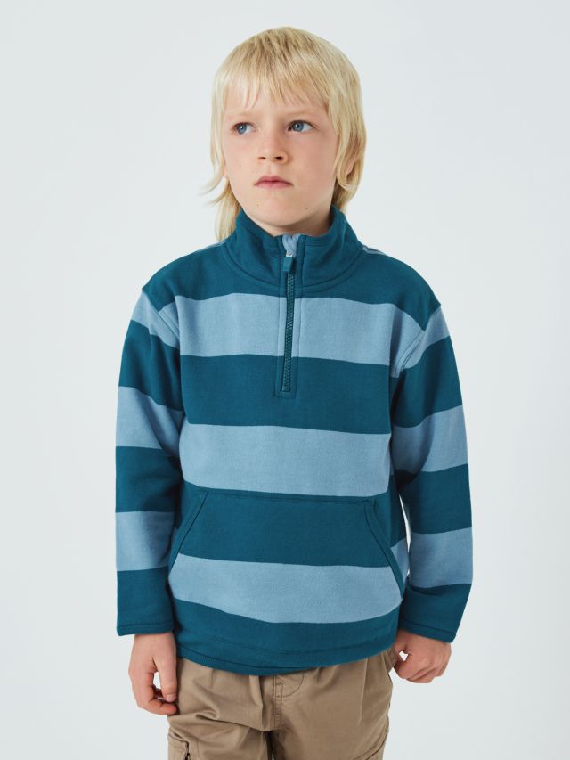 John Lewis Kids Half Zip Stripe Sweater Blue 2 years