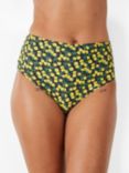 HUSH Heather Fruit Print High Waisted Bikini Bottoms, Yellow/Black