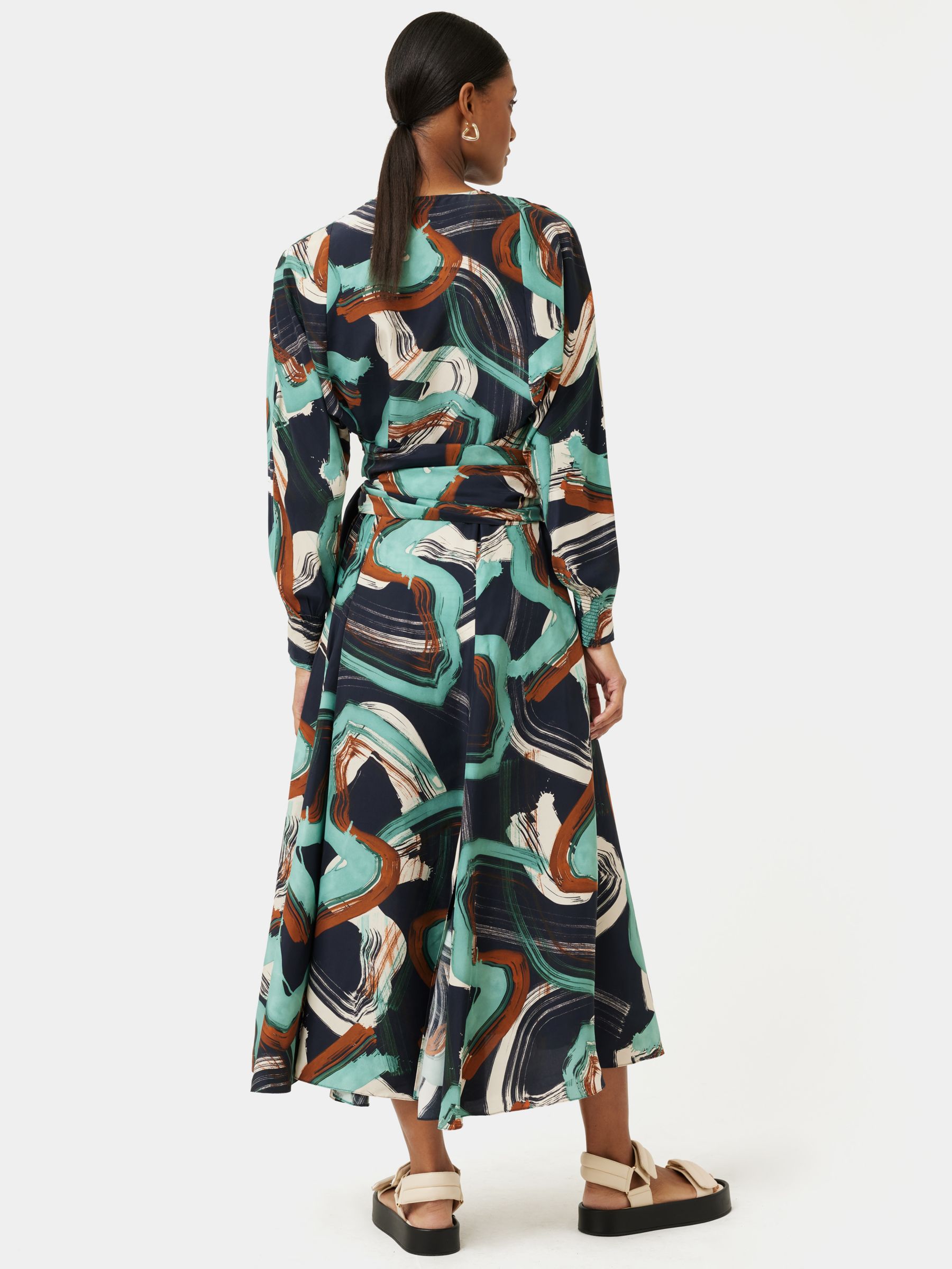 Buy Jigsaw Painted Abstract Silk Dress, Green/Multi Online at johnlewis.com