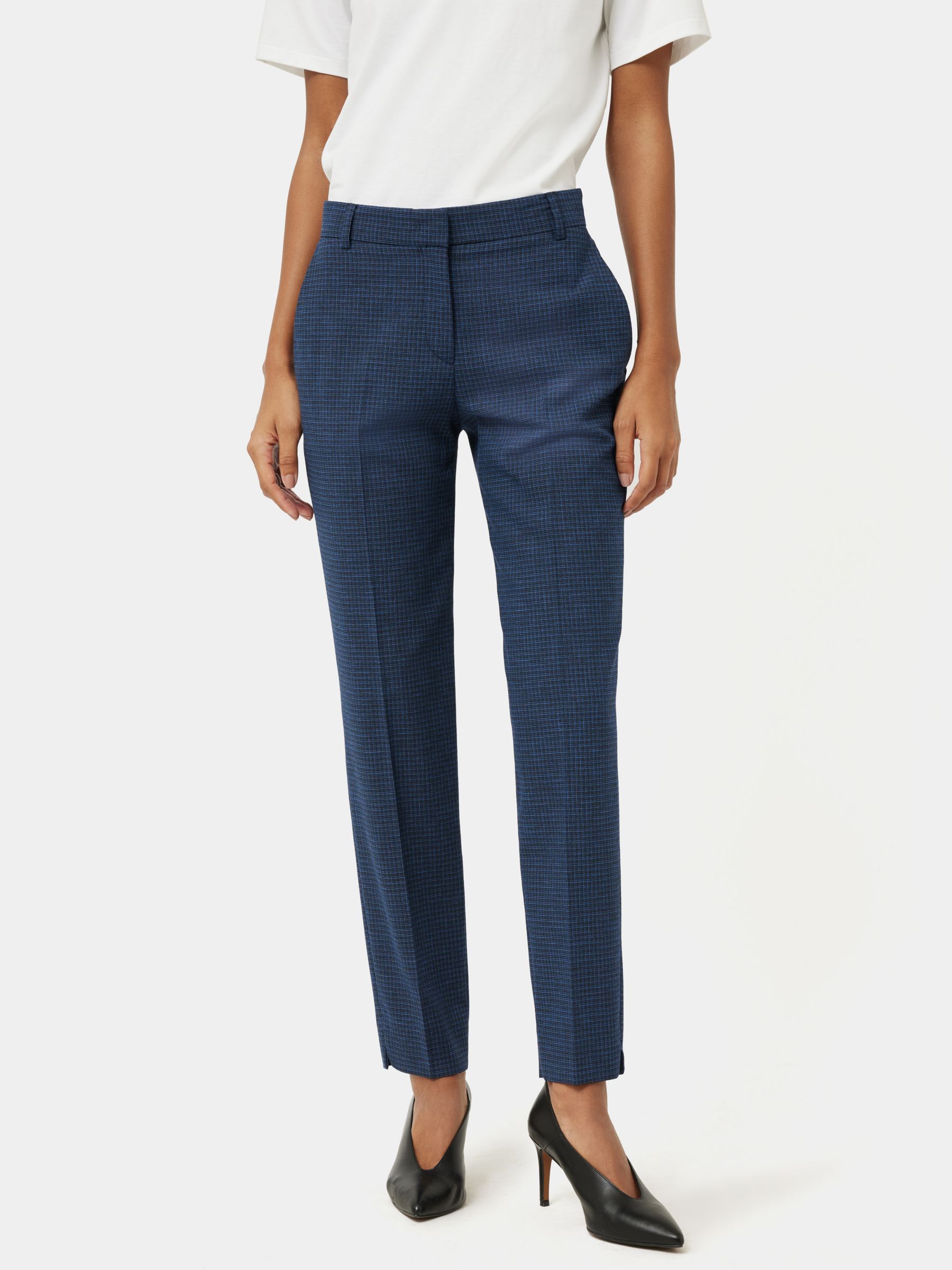 Jigsaw Palmer Gingham Check Trousers, Navy at John Lewis & Partners