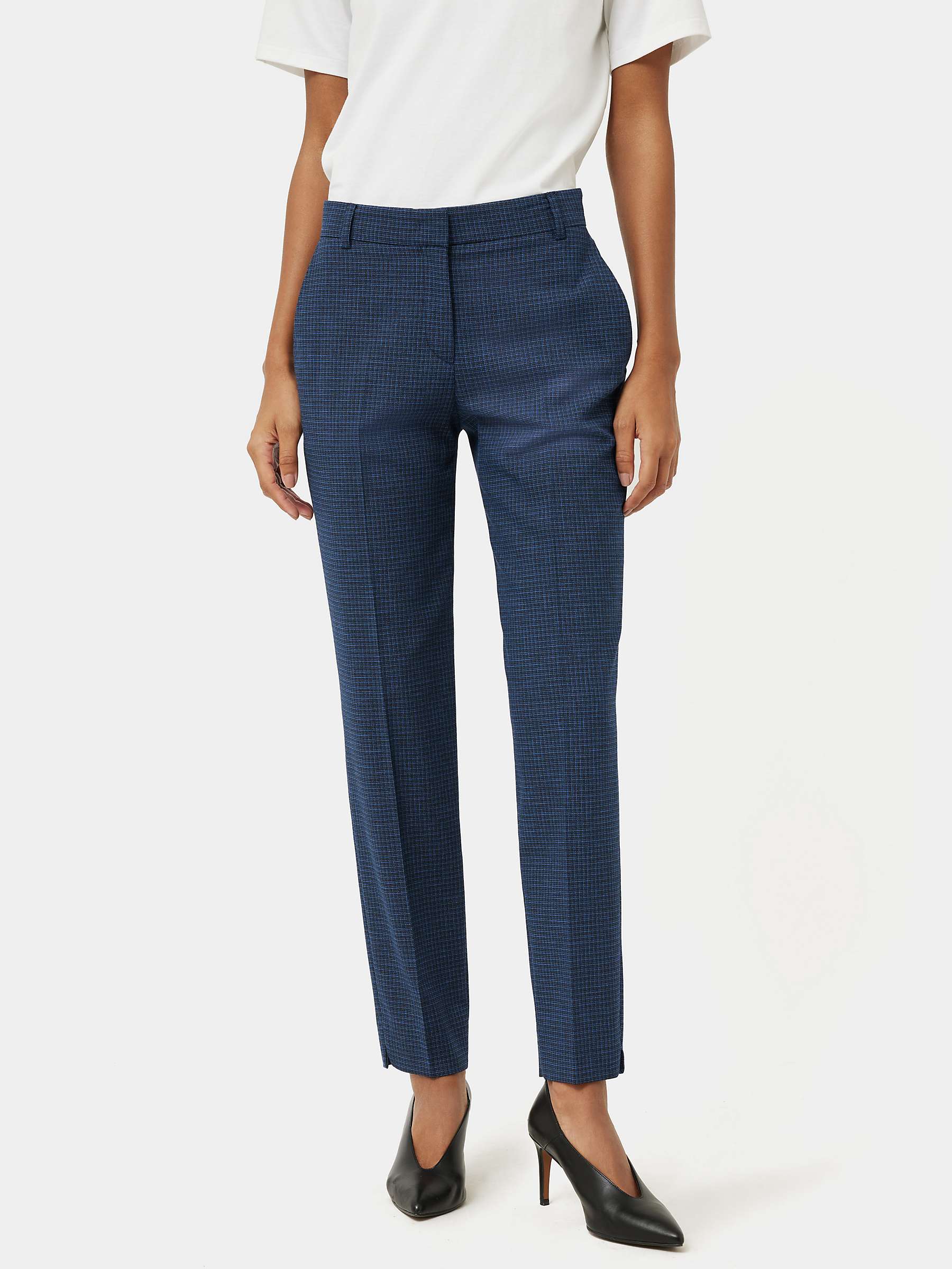 Buy Jigsaw Palmer Gingham Check Trousers, Navy Online at johnlewis.com
