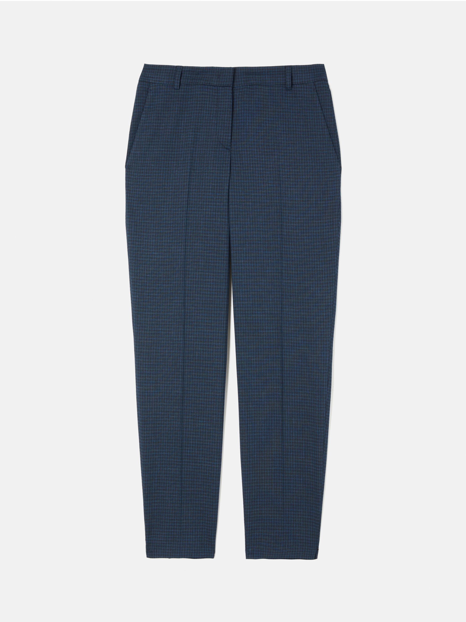 Jigsaw Palmer Gingham Check Trousers, Navy, 8