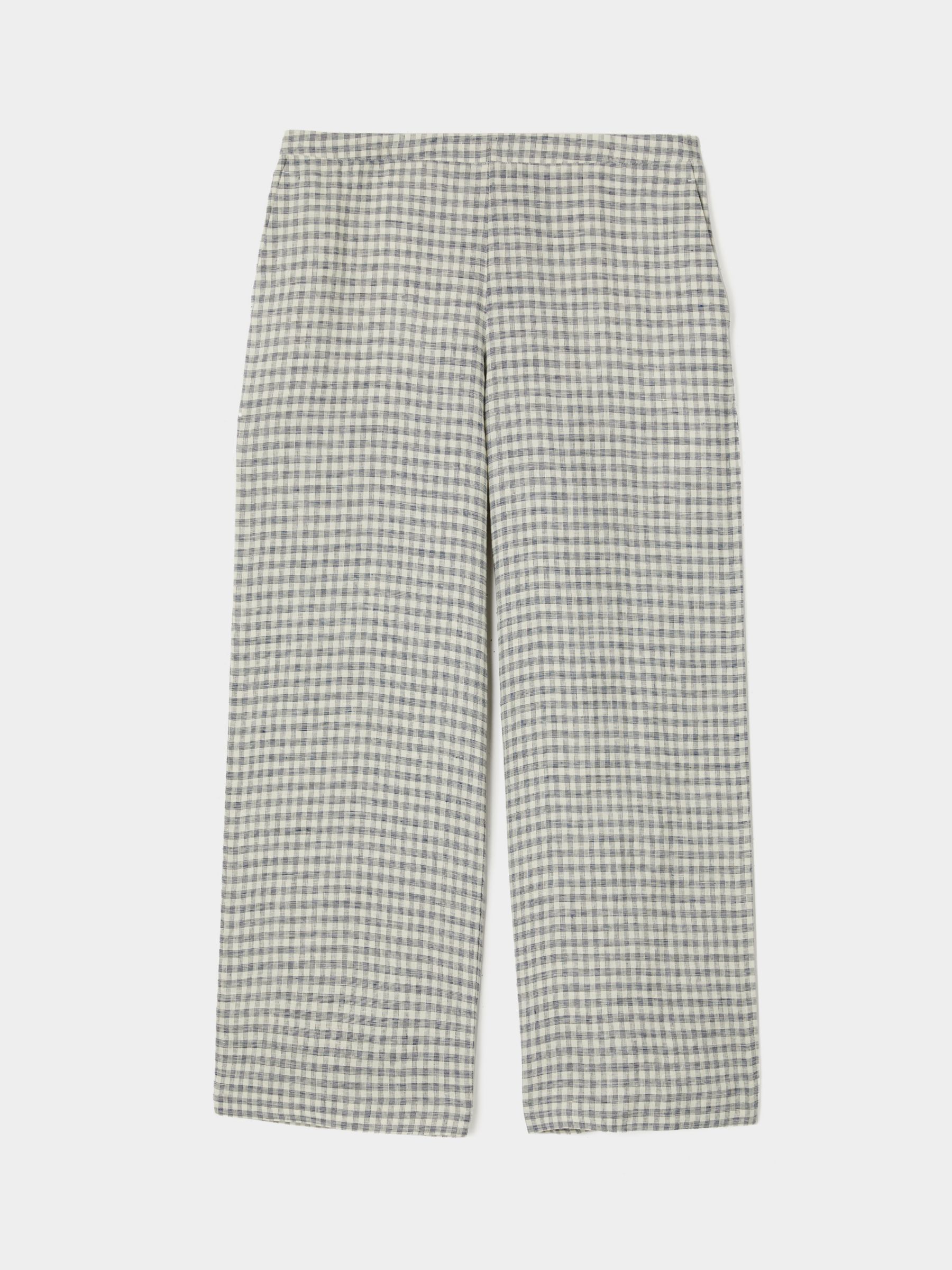 Jigsaw Check Linen Palazzo Trousers, Beige at John Lewis & Partners