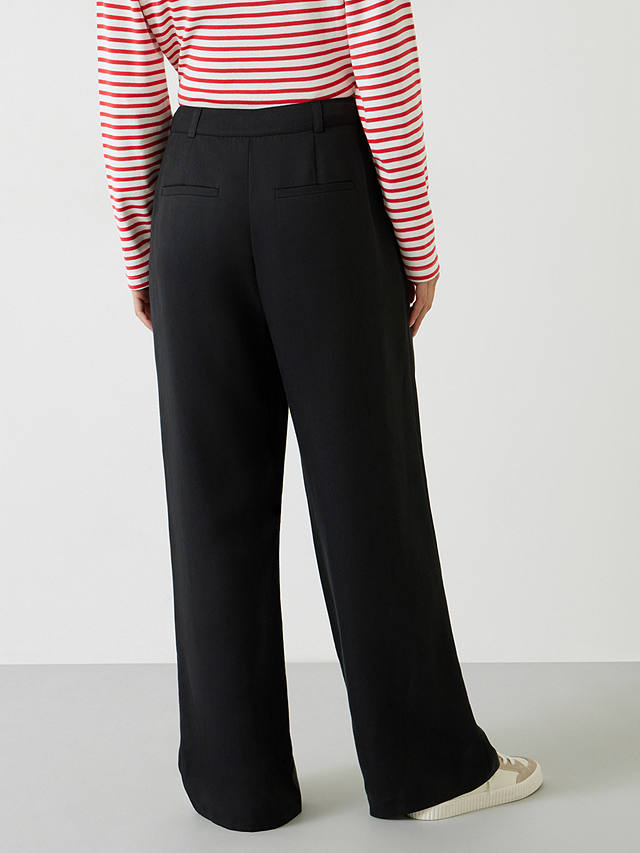 HUSH Avery Wide Tailored Trousers, Washed Black