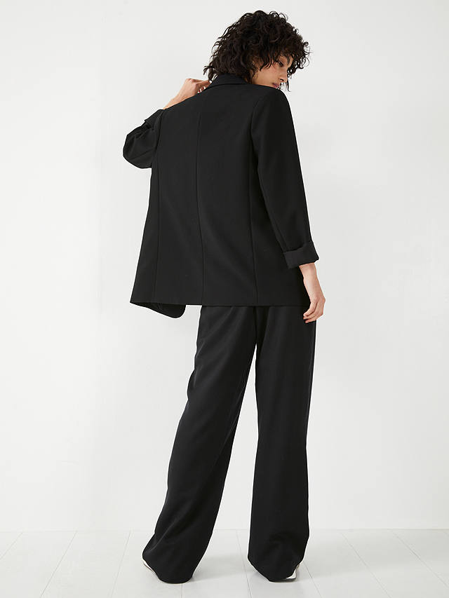 HUSH Avery Wide Tailored Trousers, Washed Black