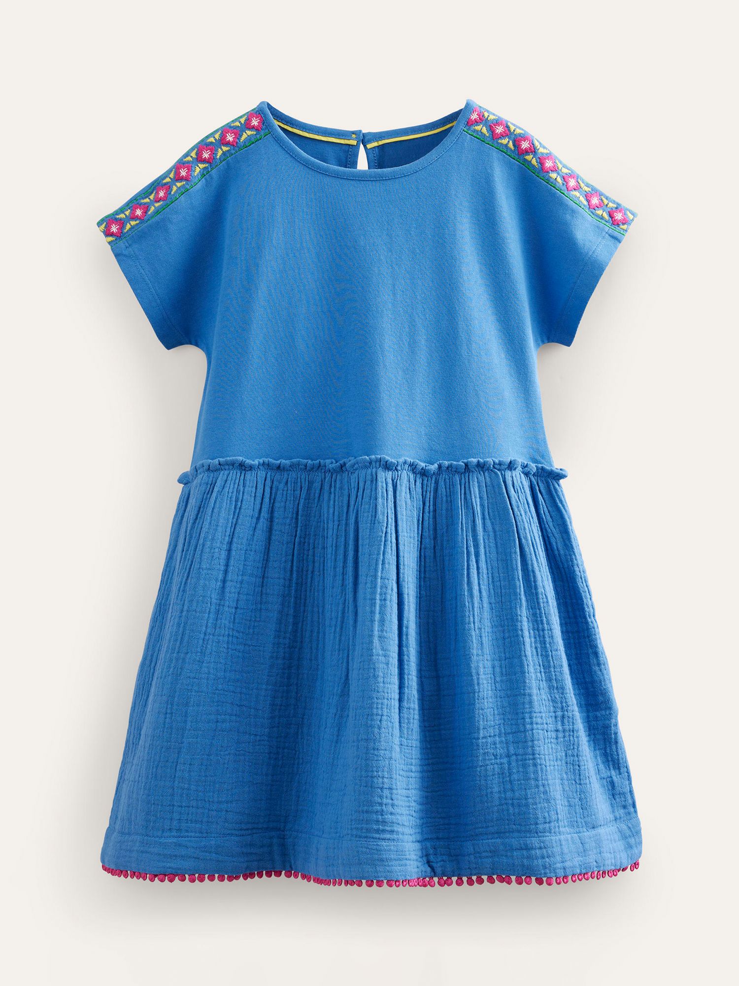 Mini Boden Kids' Mix Texture Embroidered Dress