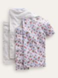 Mini Boden Kids' Snug Twin Set Short Pyjamas, Pack of 2, Surf Blue Floral