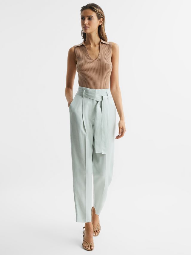 Reiss Mylie Tapered Trousers, Mint, 4