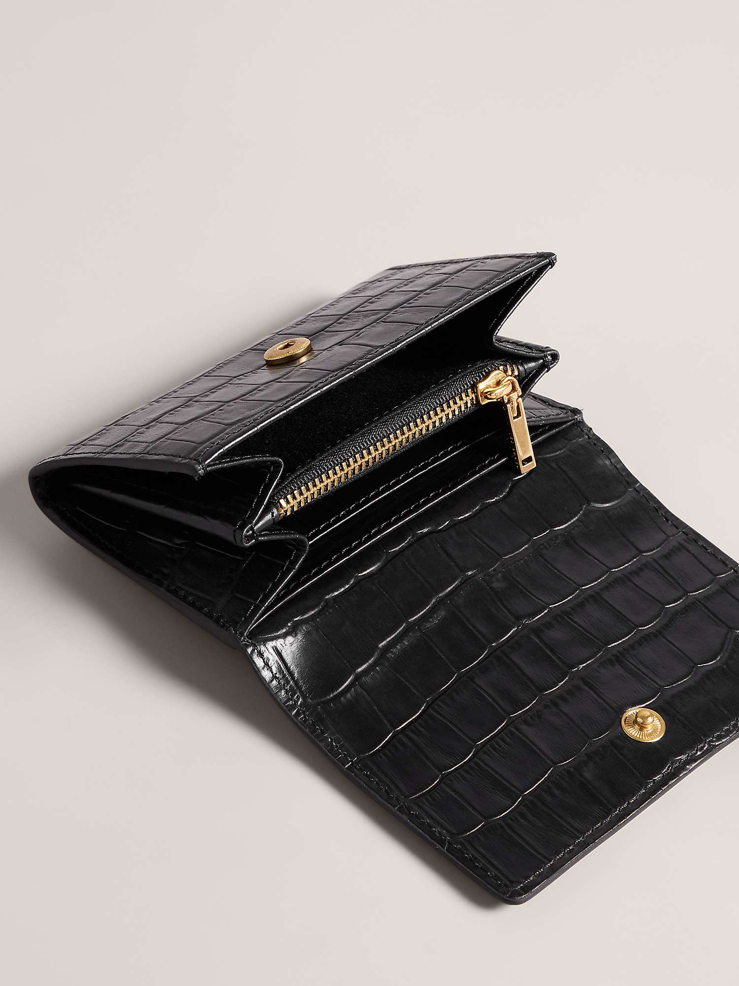 Ted Baker Sten Textured Leather Purse, Black at John Lewis & Partners