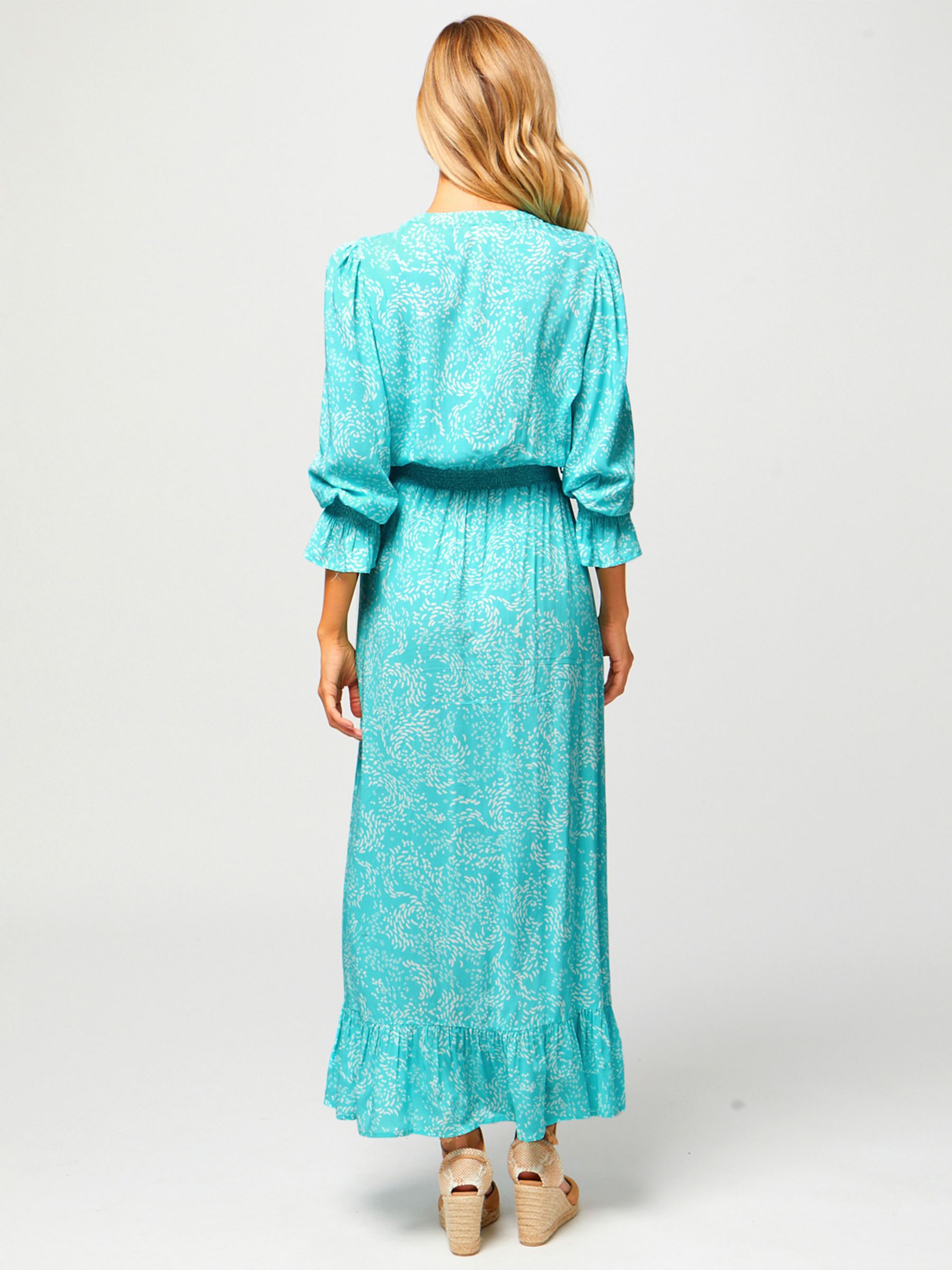 Aspiga Maeve Tiered Hem Maxi Dress, Turquoise/White, XL