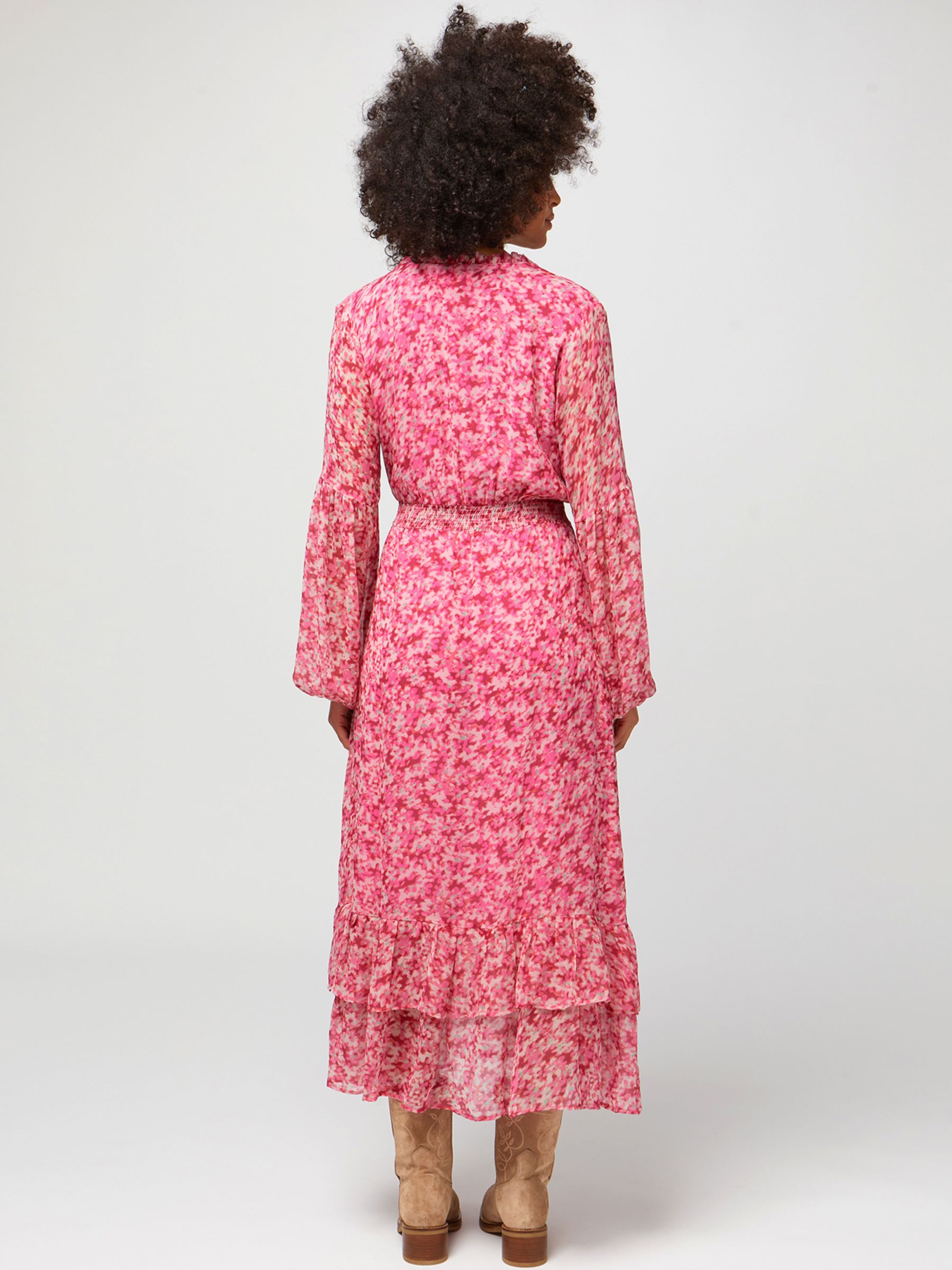 Aspiga Ana Floral Midi Dress Digital Floral Pink at John Lewis