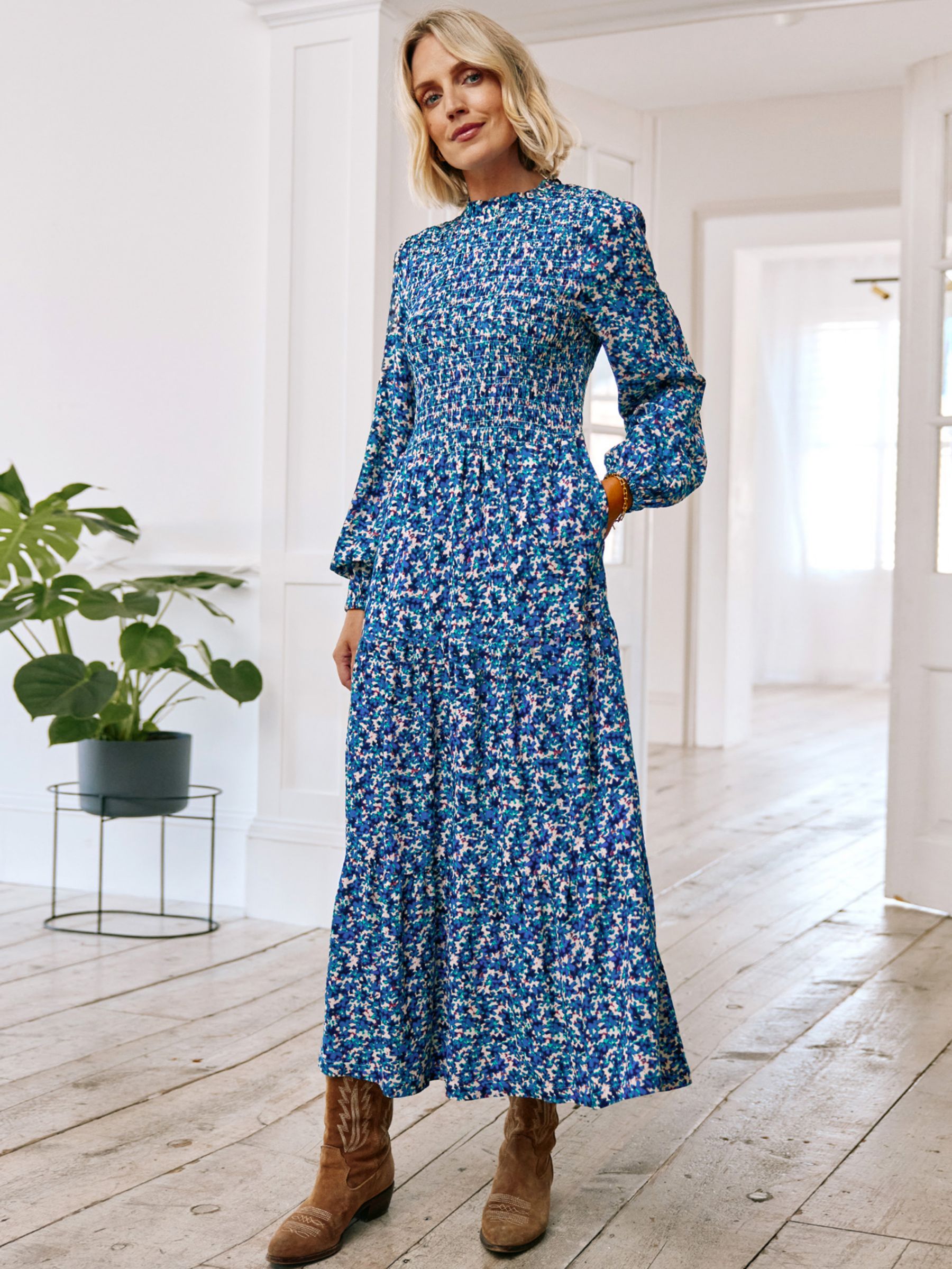 Aspiga Arlette Midi Dress Blue Multi at John Lewis Partners