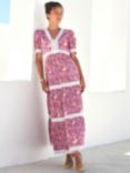 Aspiga Enny Cotton Tiered Maxi Dress, Hydranger Purple