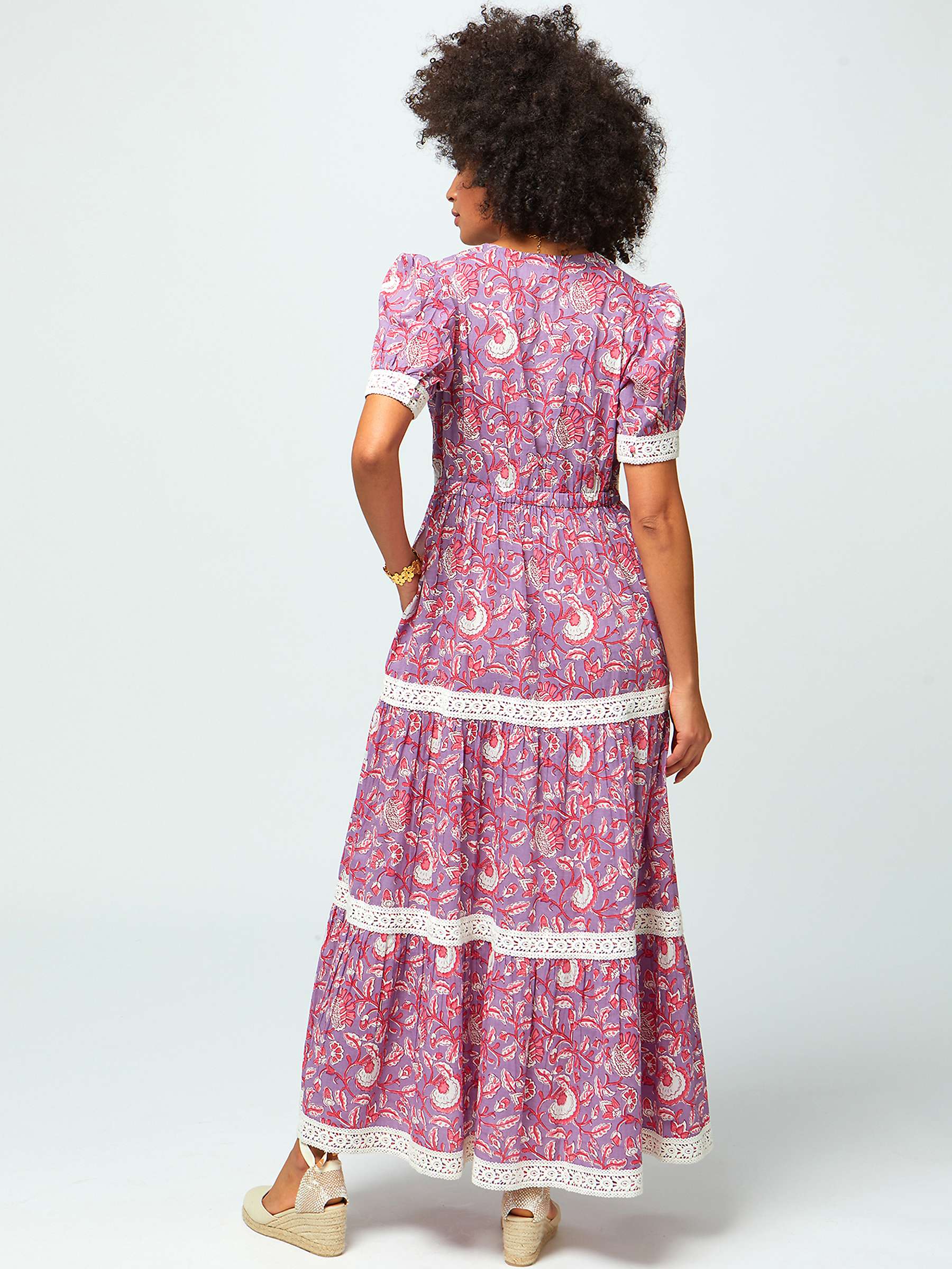 Buy Aspiga Enny Cotton Tiered Maxi Dress, Hydranger Purple Online at johnlewis.com