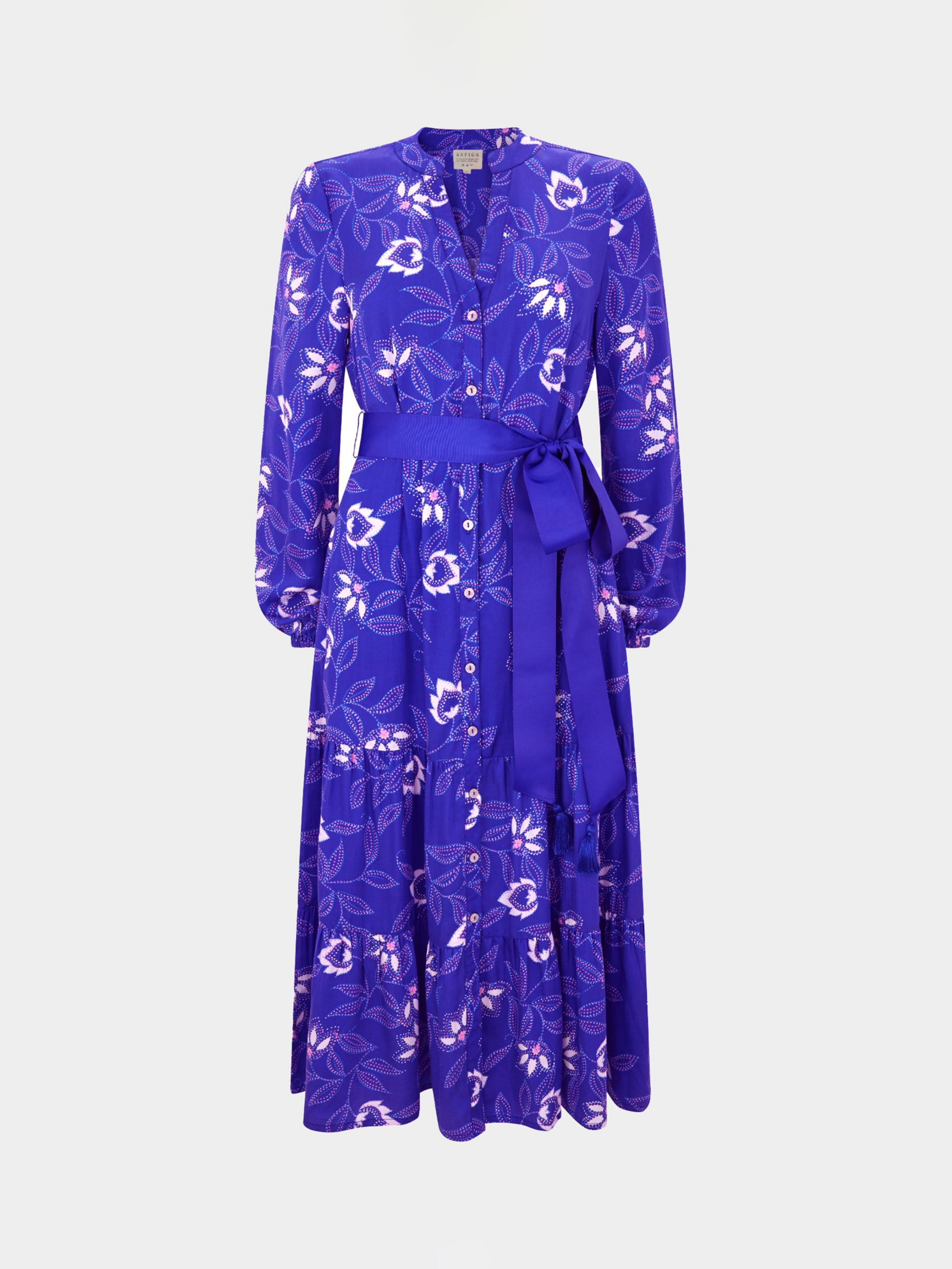 Aspiga Jessica Shirt Midi Dress, Cobalt/Purple, XXL