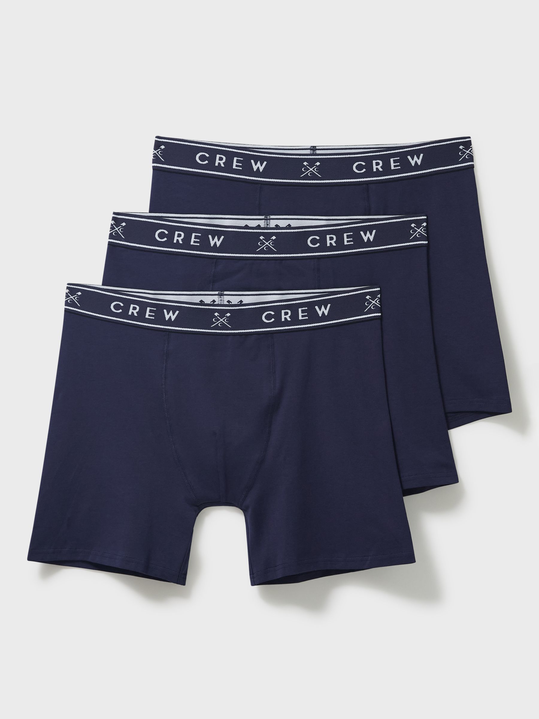 Crew Clothing Jersey Boxer, Pack of 3, Navy Blue at John Lewis & Partners