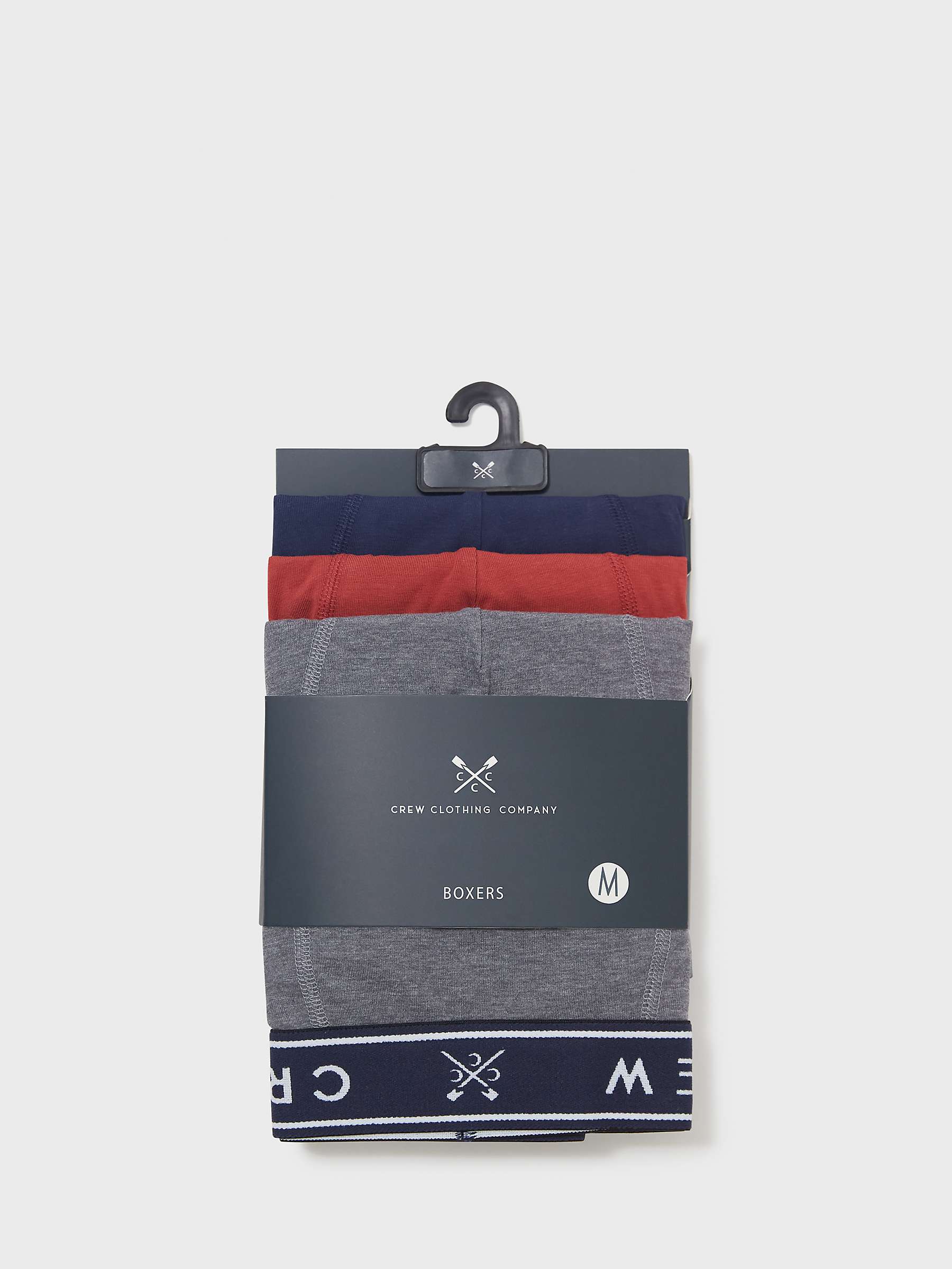 Crew Clothing Jersey Boxers, Pack of 3, Navy/Grey/Red at John Lewis ...