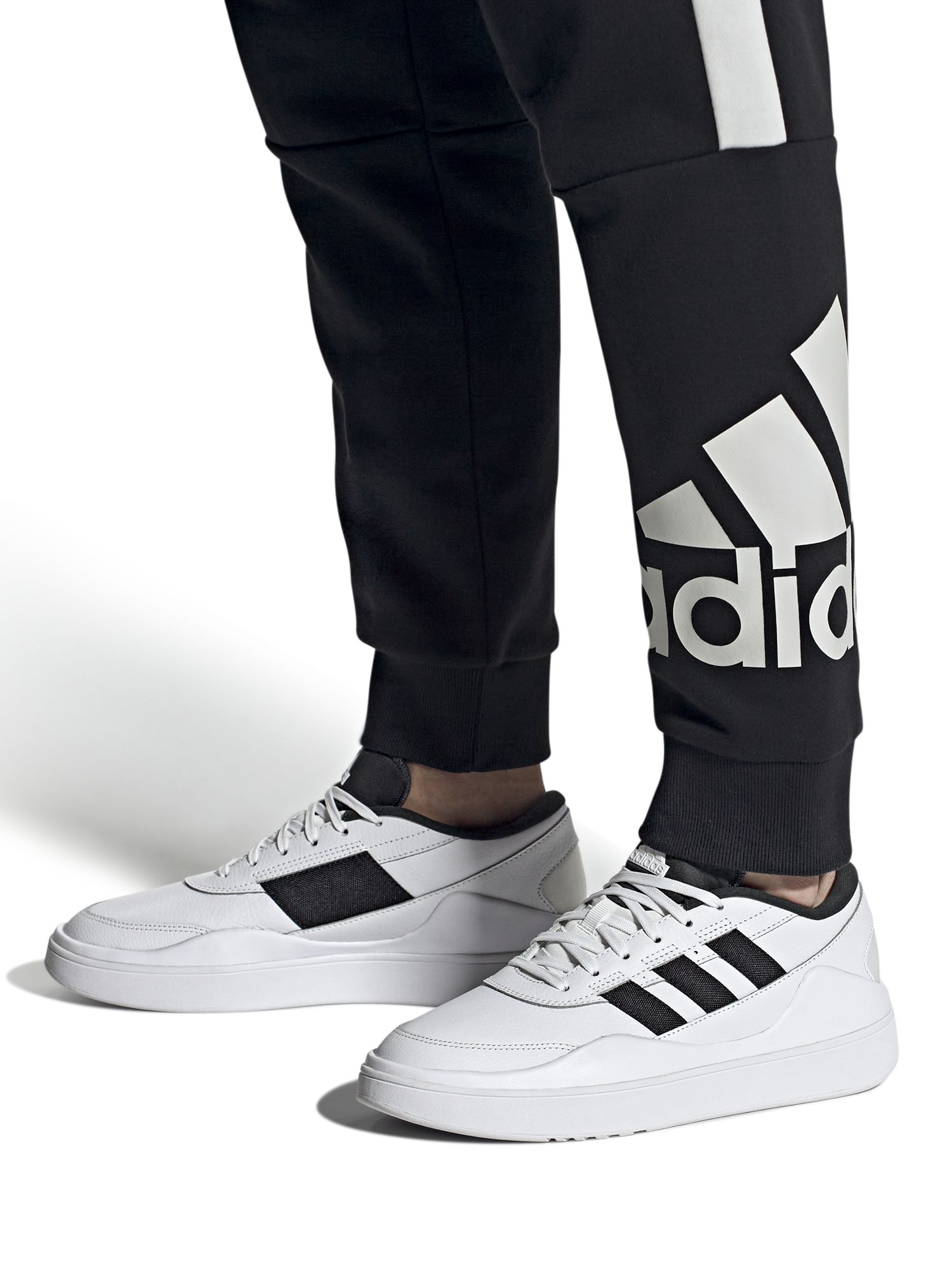 adidas Osade Leather Trainers, White/Black at Lewis & Partners