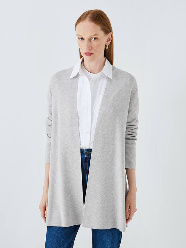 John Lewis Edge Longline Cardigan, Light Grey